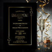 Modern Black mit Gold Frame Engagement Party Einladung