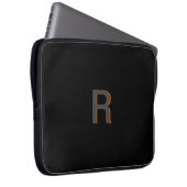 Modern Black Monogram | Benutzerdefiniert Laptopschutzhülle (Vorne Rechts)