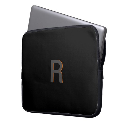 Modern Black Monogram | Benutzerdefiniert Laptopschutzhülle (Vorderseite Links)