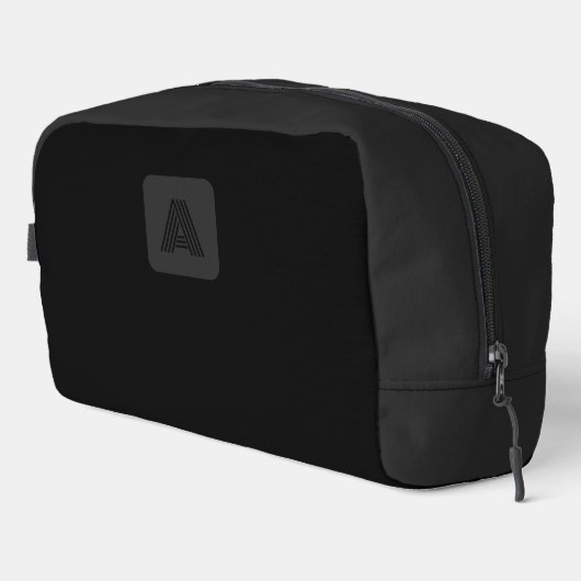 Modern Black Monogram Einfache Minimalistische Vor Waschbeutel (Rechte Ecke)