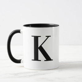 Modern Black Monogram Letter K Typography Tasse