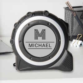 Modern Black Monogram Name Initial on Gray Maßband