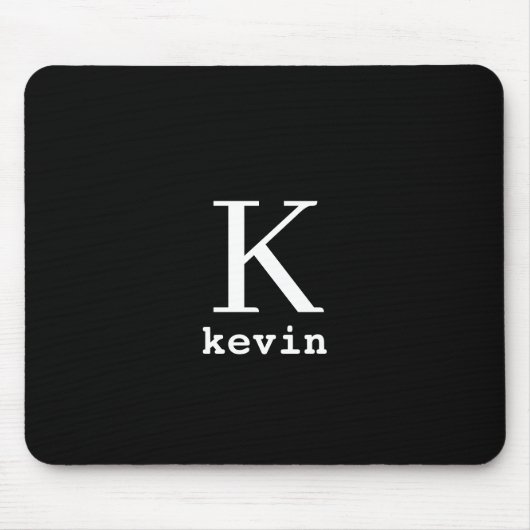 Modern Black Monogram Name personalisiert Mousepad (Vorne)