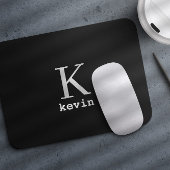 Modern Black Monogram Name personalisiert Mousepad