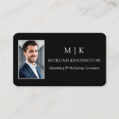 Modern Black Monogram oder Add-Logo-Foto Visitenkarte (Vorderseite)