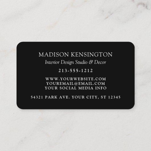 Modern Black Monogram oder Add Logo QR Code Visitenkarte (Rückseite)