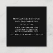 Modern Black Monogram oder QR-Scan-Code für Logo h Quadratische Visitenkarte (Rückseite)