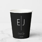 Modern Black Monogram Paper Cup Pappbecher (Rückseite)