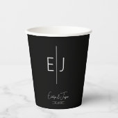 Modern Black Monogram Paper Cup Pappbecher (Vorderseite)