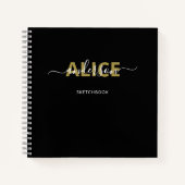 Modern Black Monogram Script Artist Sketchbook Notizblock (Vorderseite)