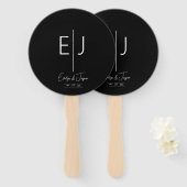 Modern Black Monogram Set of Fans Fächer (Vorne und Hinten)
