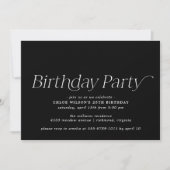 Modern Black | Moody Simple Any Age Birthday Einladung (Vorderseite)