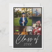 Modern Black Multi Photo Graduation Announcement (Vorderseite)