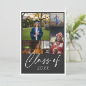 Modern Black Multi Photo Graduation Announcement (Stehend Vorderseite)