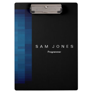Modern Black N Blue Pixel Klemmbrett