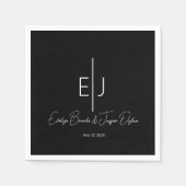 Modern Black Name Initials Paper Plate Serviette (Vorderseite)