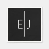 Modern Black Name Initials  Serviette (Vorderseite)