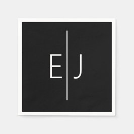 Modern Black Name Initials  Serviette