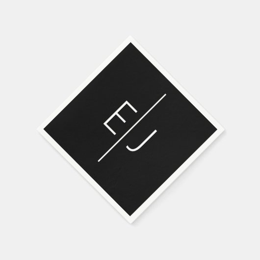 Modern Black Name Initials Serviette (Ecke)