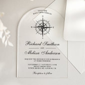 Modern Black Nautical Compass Wedding Acryleinladungen