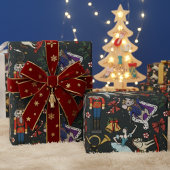 Modern Black Nutcracker Mouse King Ballerina Xmas Geschenkpapier