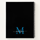 Modern Black Ocean Blue Girly Monogram Script Name Notizblock (Rückseite)