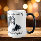 Modern Black on White Coffee Australian Shepherd Verwandlungstasse