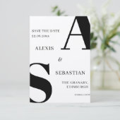Modern Black on White Monochrome Save The Date (Stehend Vorderseite)