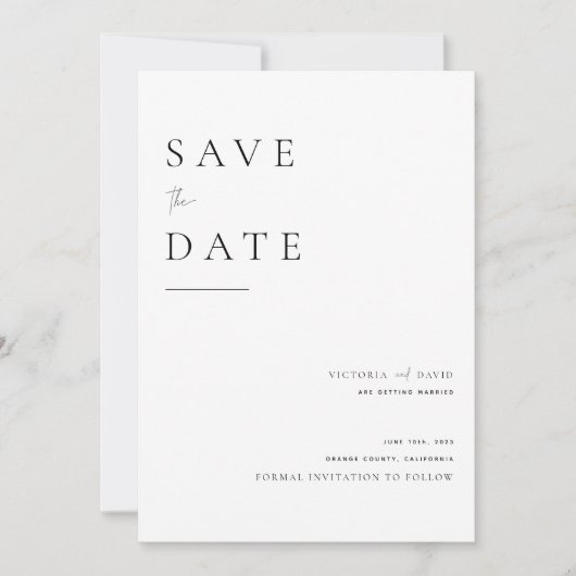 Modern Black on White Save the Date Card (Vorderseite)