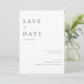 Modern Black on White Save the Date Card (Stehend Vorderseite)