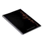 Modern Black Orange Name Monogram Initial Notebook Notizblock (Rechte Seite)
