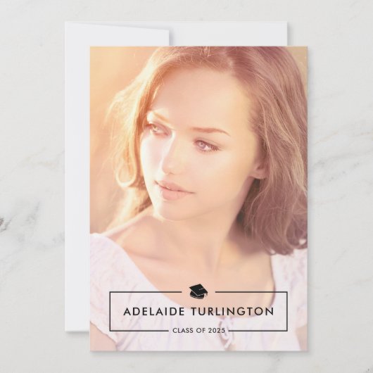 Modern Black Overlay Full Foto Abschluss Einladung (Vorderseite)