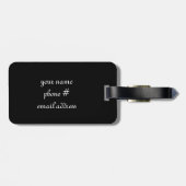 Modern Black Paisley Pink Flamingo Gepäckanhänger (Rückseite horizontal)