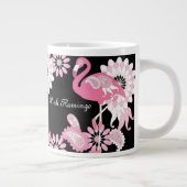 Modern Black Paisley Pink Flamingo Jumbo-Tasse (Rechts)
