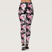 Modern Black Paisley Pink Flamingo Leggings (Rückseite)