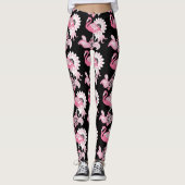 Modern Black Paisley Pink Flamingo Leggings (Vorderseite)