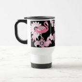 Modern Black Paisley Pink Flamingo Reisebecher (Links)