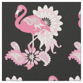 Modern Black Paisley Pink Flamingo Stoff (Nahaufnahme)