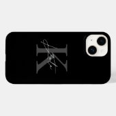 Modern Black Personalisiert Monogram Name Case-Mate iPhone Hülle (Rückseite (Horizontal))