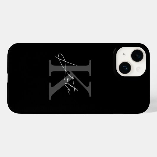 Modern Black Personalisiert Monogram Name Case-Mate iPhone Hülle (Rückseite (Horizontal))