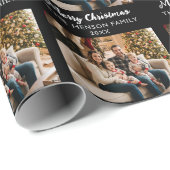 Modern Black Personalized Photo Family Christmas  Geschenkpapier (Rolleneckpunkt)