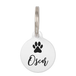 Modern Black Pet Print mit Telefonnummer Haustiermarke