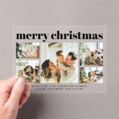 Modern Black Photo Collage Christmas Holiday  Card Acryleinladungen (Insitu (Handheld))