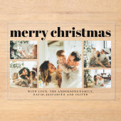 Modern Black Photo Collage Christmas Holiday  Card Acryleinladungen (Vorderseite)