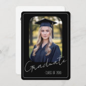 Modern Black Photo Graduation Party Invitation Einladung (Vorne/Hinten)