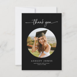 Modern Black Photo Graduation Thank You Card Dankeskarte