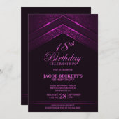 Modern Black Pink 18. Geburtstagsparty Einladung (Vorne/Hinten)