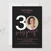 Modern Black Pink 30. Geburtstag Einladung (Vorderseite)