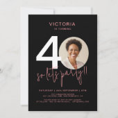 Modern Black Pink 40. Geburtstag Einladung (Vorderseite)