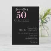 Modern Black Pink 50. Geburtstagsparty Einladung (Stehend Vorderseite)